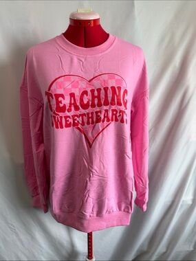 Pink 'Teaching Sweetheart' Graphic Crewneck Sweatshirt